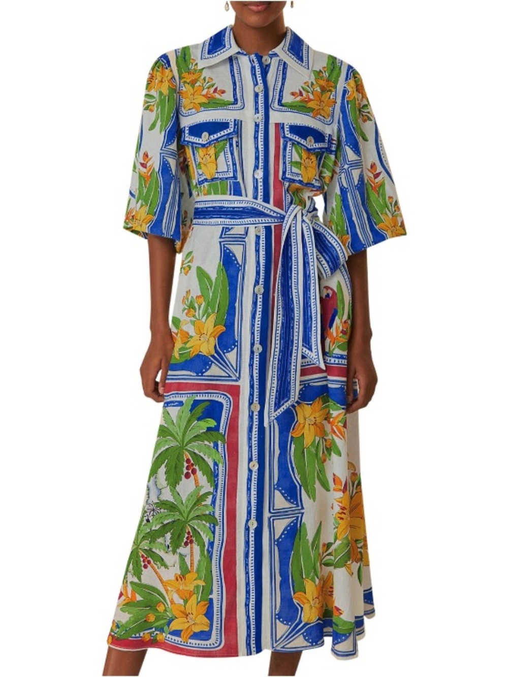 FARM Rio Tropical Destination Off-White Midi Dress